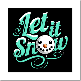 Let It Snow Snowman Merry Christmas Posters and Art